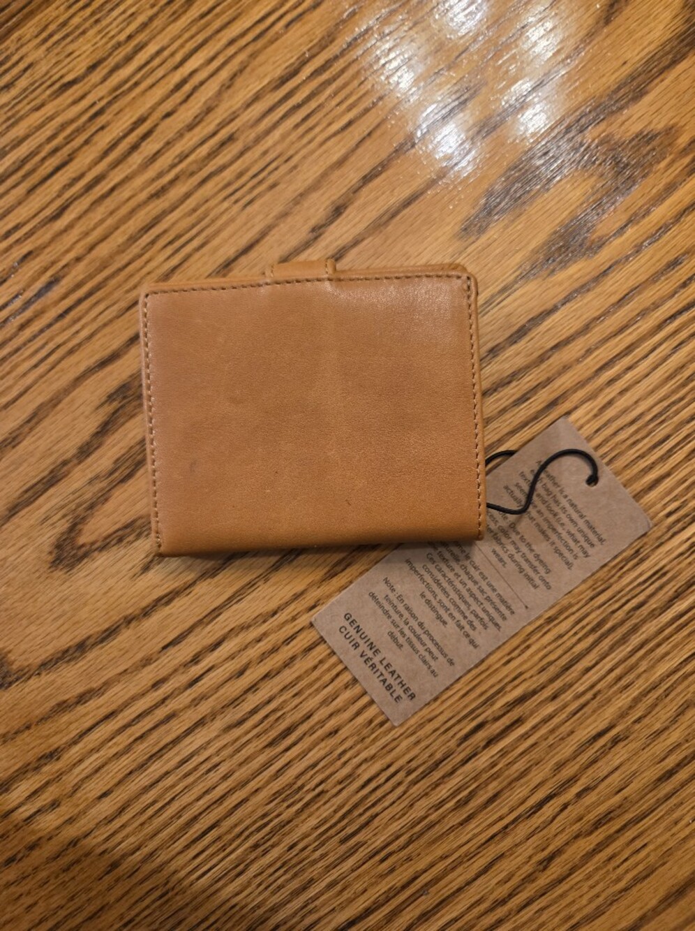 margot Cognac Leather Snap Card Wallet - Picture 2 of 3